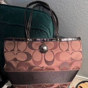 Coach Brown and Tan Signature Tote